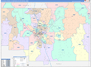 Colorado Springs Metro Area Wall Map Color Cast Style